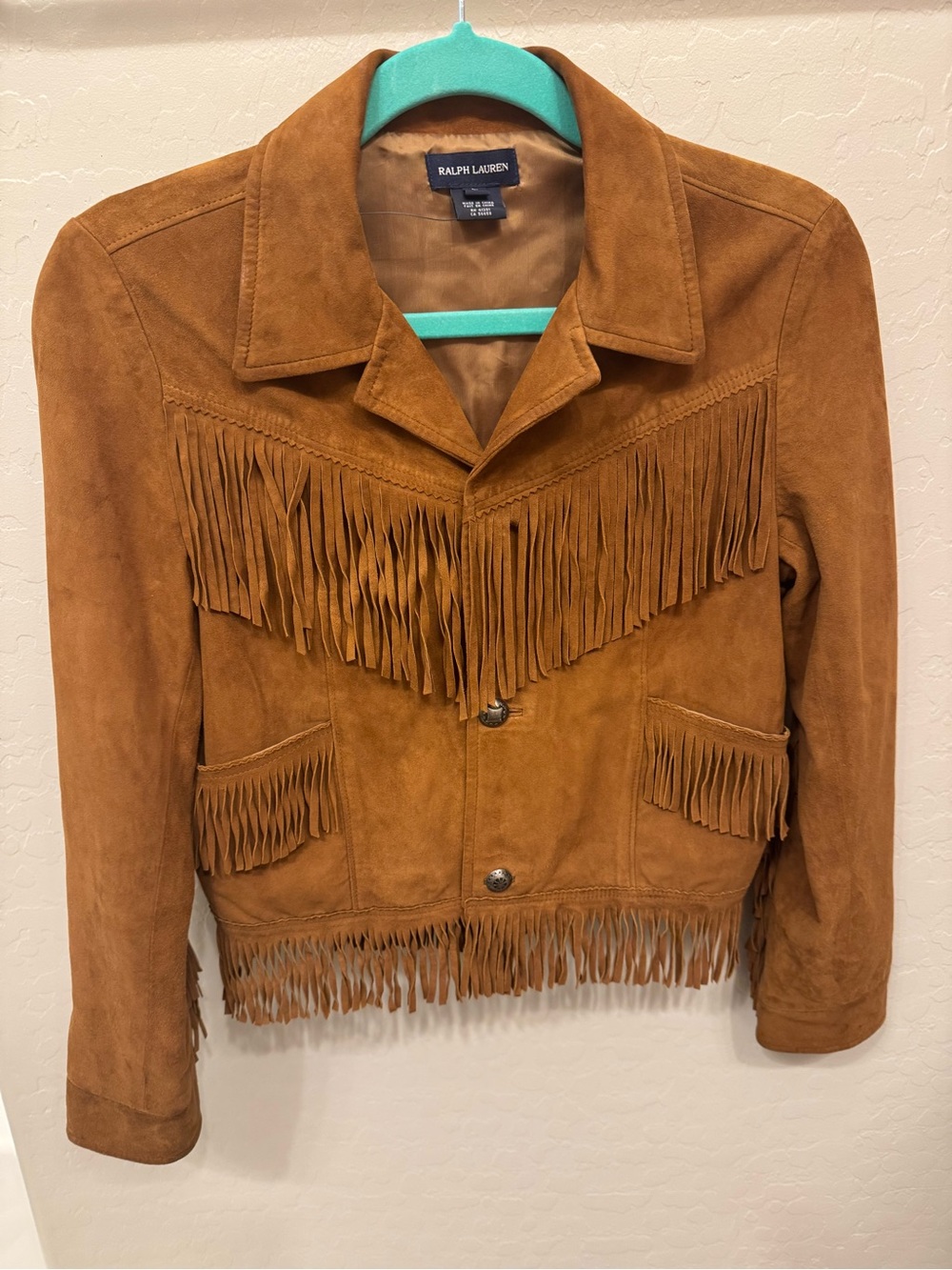 Ralph Lauren girls Brown Suede Fringe Jacket sz. Large/12